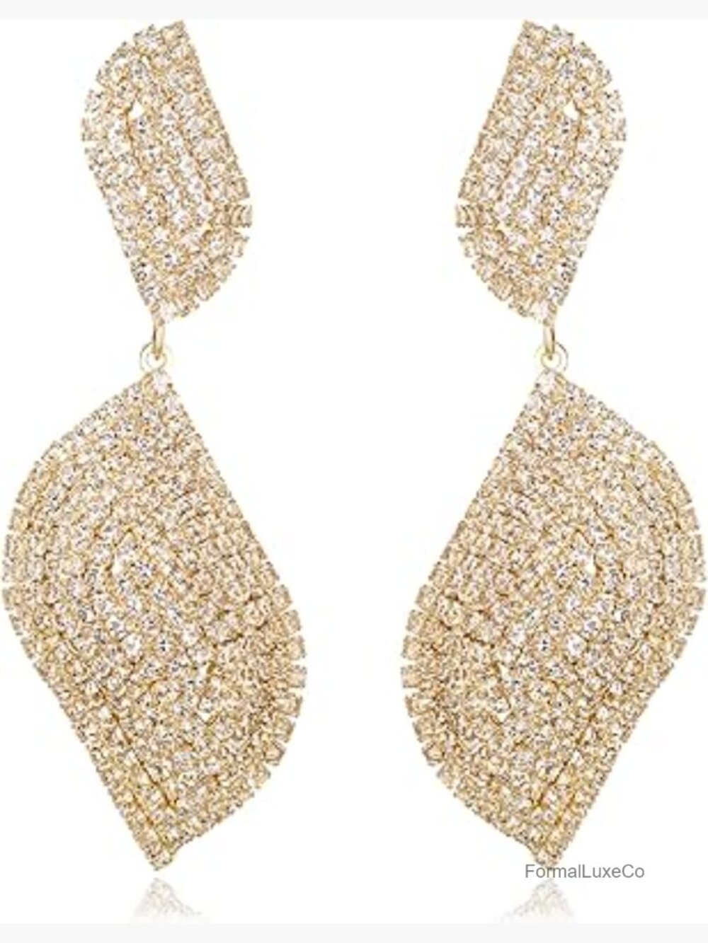 Crystal Chandelier Leaf Drop Earrings Bridal Dangle Jewelry Women